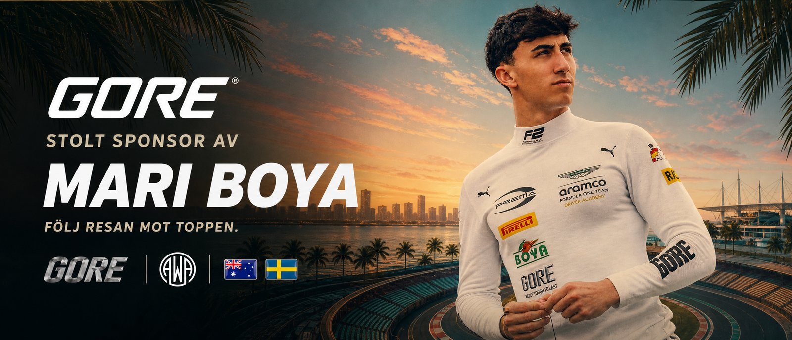 Gore stolt sponsor av Mari Boya — Aston Martin Aramco F2 Driver Academy. Följ resan mot toppen.